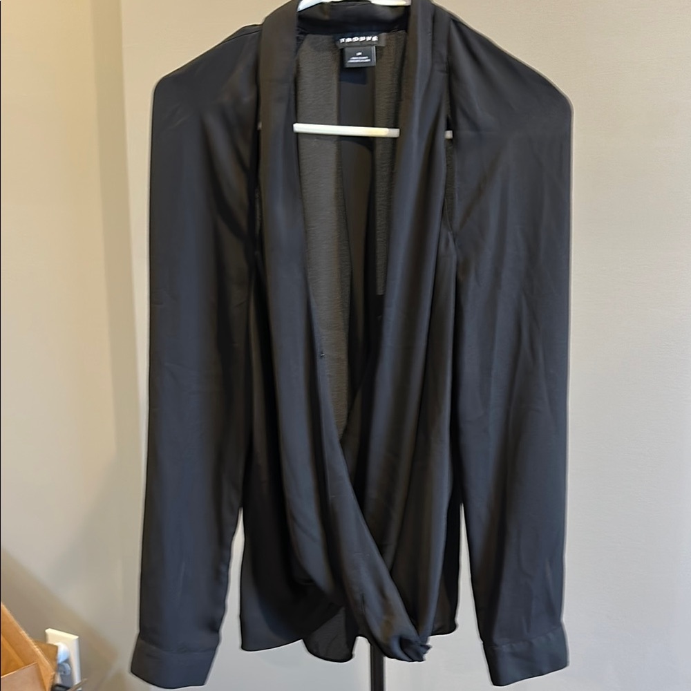Black Draped Women's sheer blouse